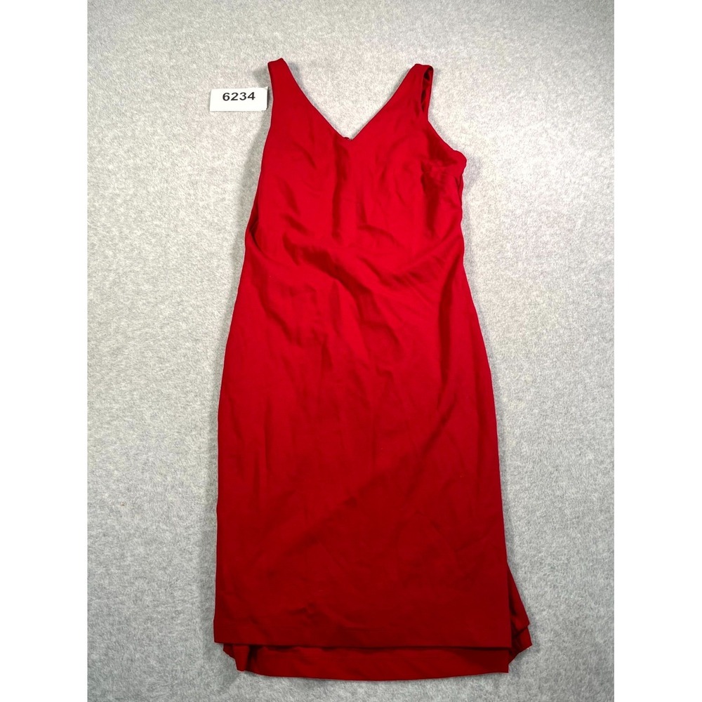 White House Black Market Sheath Dress Womens 10 Red Rayon Stretch Elegant Formal